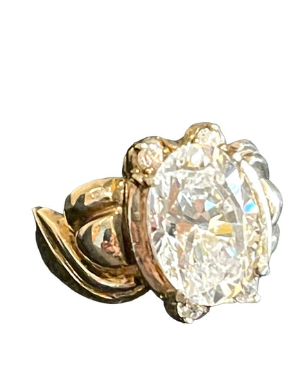 Sterling silver 925 Large CZ Glass chunky ornate design ring sz 9