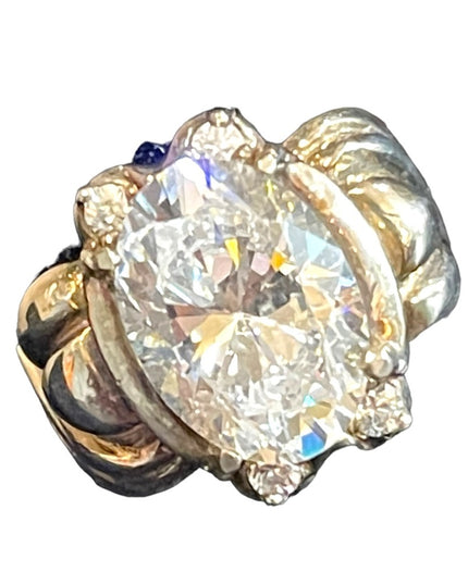 Sterling silver 925 Large CZ Glass chunky ornate design ring sz 9