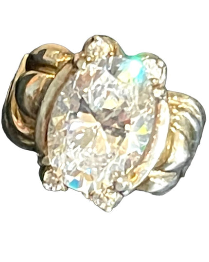 Sterling silver 925 Large CZ Glass chunky ornate design ring sz 9