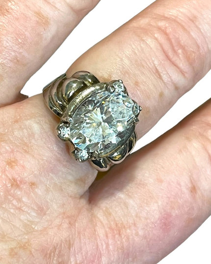 Sterling silver 925 Large CZ Glass chunky ornate design ring sz 9