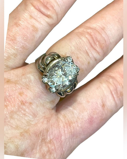 Sterling silver 925 Large CZ Glass chunky ornate design ring sz 9