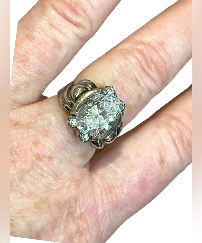 Sterling silver 925 Large CZ Glass chunky ornate design ring sz 9