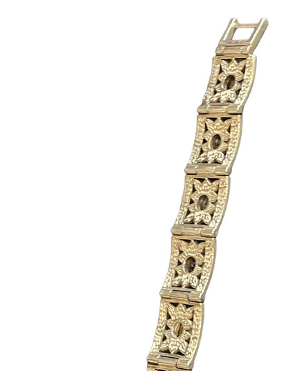 Stunning sterling silver 925 Marcasite multi gemstone ornate link bracelet