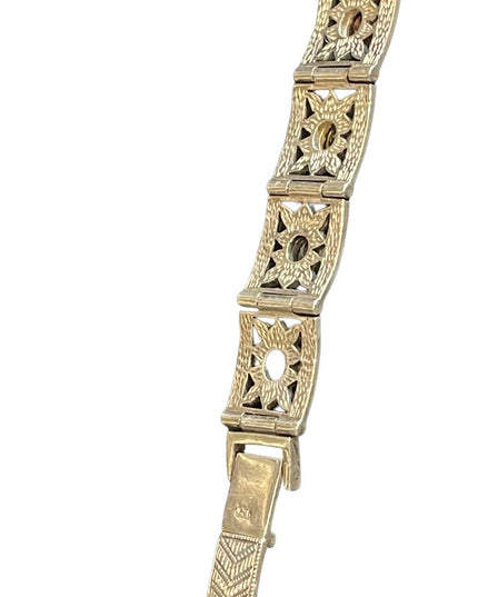Stunning sterling silver 925 Marcasite multi gemstone ornate link bracelet