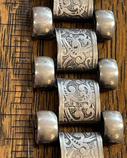 Antique Victorian silver book chain etched necklace