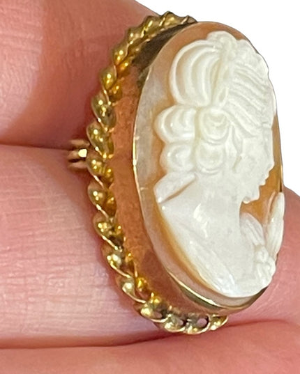 Vintage 14k Gold filled GF Stunning sardonyx carved cameo brooch pendant