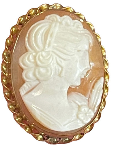Vintage 14k Gold filled GF Stunning sardonyx carved cameo brooch pendant