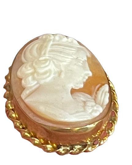 Vintage 14k Gold filled GF Stunning sardonyx carved cameo brooch pendant