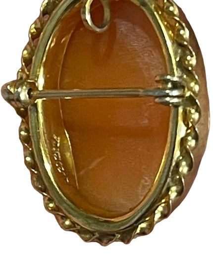 Vintage 14k Gold filled GF Stunning sardonyx carved cameo brooch pendant
