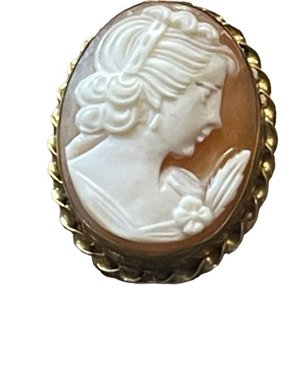 Vintage 14k Gold filled GF Stunning sardonyx carved cameo brooch pendant