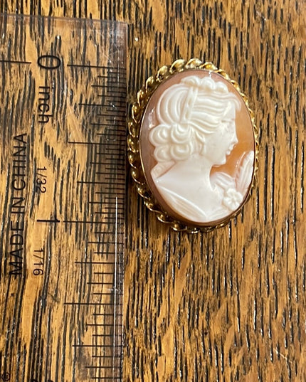 Vintage 14k Gold filled GF Stunning sardonyx carved cameo brooch pendant
