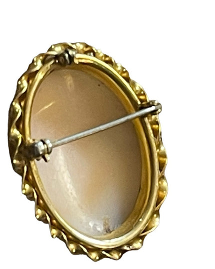 Lovely 14k Gold filled GF sardonyx Carved stone fancy lady cameo brooch