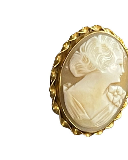 Lovely 14k Gold filled GF sardonyx Carved stone fancy lady cameo brooch