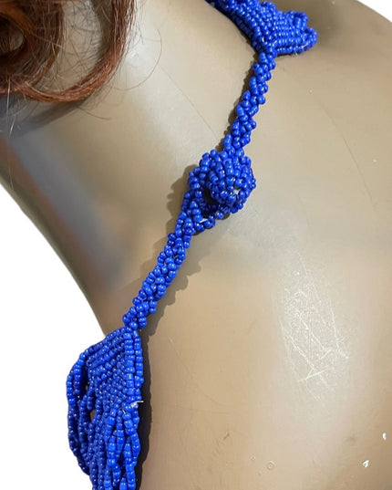 Lovely Nautical Blue seed beed graduated MULTI strand hand made necklace