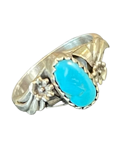 Vintage 1940s Sterling silver 925 turquoise LB Eagle native Southwestern ring