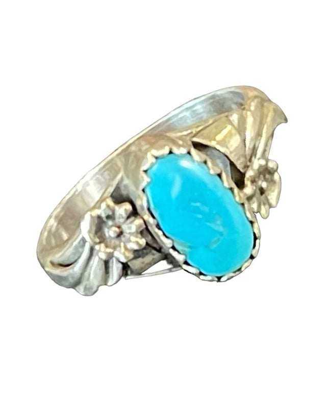 Vintage 1940s Sterling silver 925 turquoise LB Eagle native Southwestern ring