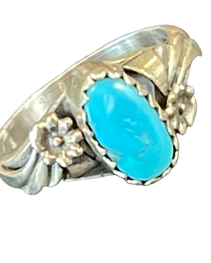 Vintage 1940s Sterling silver 925 turquoise LB Eagle native Southwestern ring
