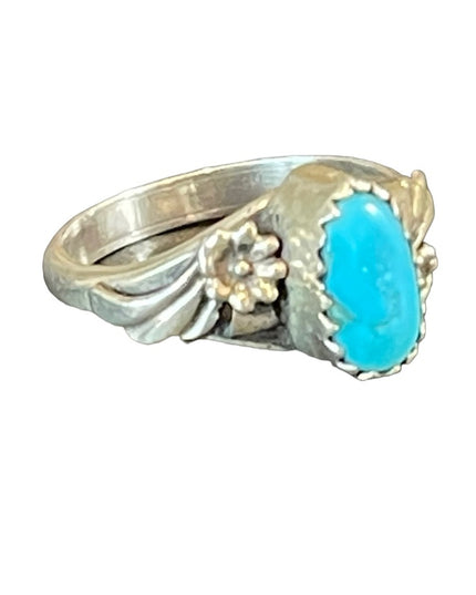 Vintage 1940s Sterling silver 925 turquoise LB Eagle native Southwestern ring