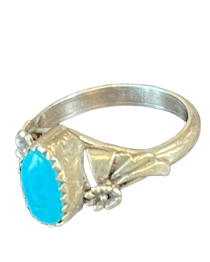 Vintage 1940s Sterling silver 925 turquoise LB Eagle native Southwestern ring