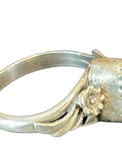 Vintage 1940s Sterling silver 925 turquoise LB Eagle native Southwestern ring