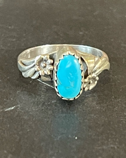Vintage 1940s Sterling silver 925 turquoise LB Eagle native Southwestern ring