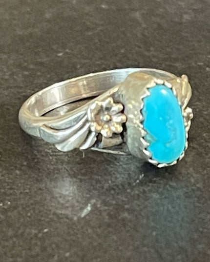 Vintage 1940s Sterling silver 925 turquoise LB Eagle native Southwestern ring