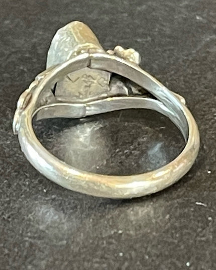 Vintage 1940s Sterling silver 925 turquoise LB Eagle native Southwestern ring