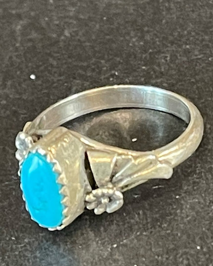 Vintage 1940s Sterling silver 925 turquoise LB Eagle native Southwestern ring