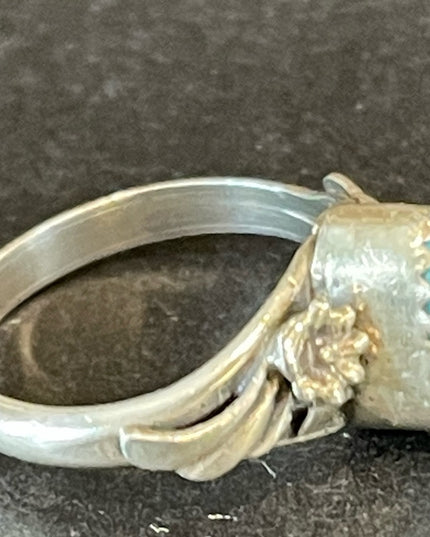 Vintage 1940s Sterling silver 925 turquoise LB Eagle native Southwestern ring