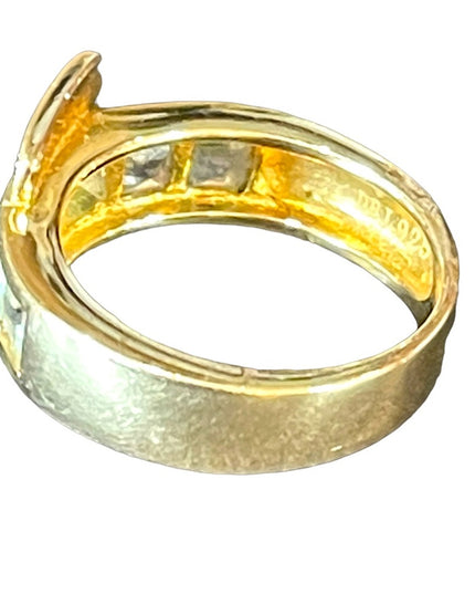 Beautiful gold plated sterling silver 925 topaz blue CZ buckle ring
