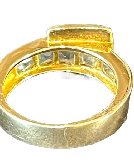 Beautiful gold plated sterling silver 925 topaz blue CZ buckle ring