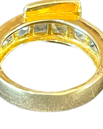 Beautiful gold plated sterling silver 925 topaz blue CZ buckle ring
