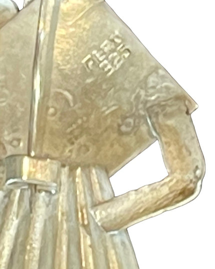 Vintage 1930s Sterling silver 925 Peru Lady carry water tribal native brooch