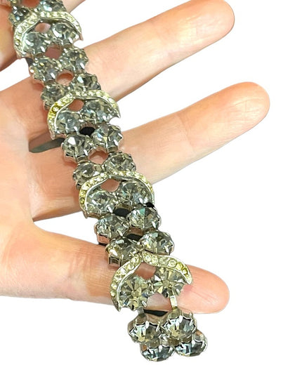 Stunning silver finish silver rhinestone crystal chubky 1960s bracelet quality