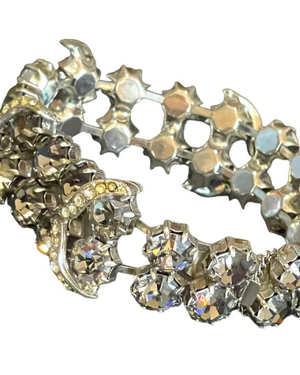 Stunning silver finish silver rhinestone crystal chubky 1960s bracelet quality