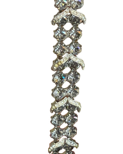 Stunning silver finish silver rhinestone crystal chubky 1960s bracelet quality