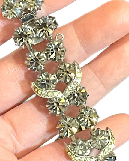 Stunning silver finish silver rhinestone crystal chubky 1960s bracelet quality
