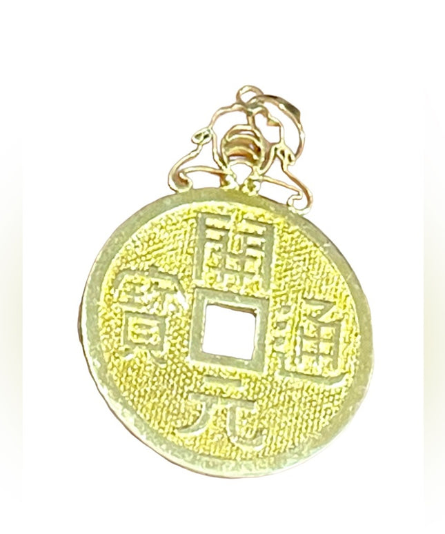 Vintage Chinese Export Sterling silver lucky coin pendant