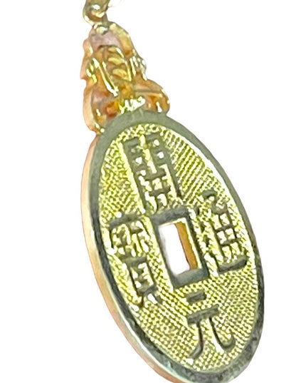 Vintage Chinese Export Sterling silver lucky coin pendant