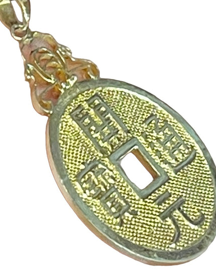 Vintage Chinese Export Sterling silver lucky coin pendant