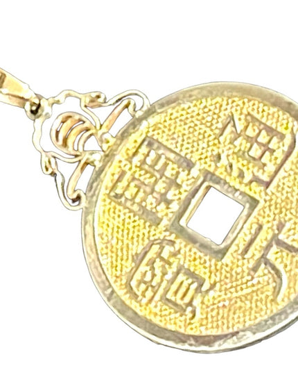 Vintage Chinese Export Sterling silver lucky coin pendant