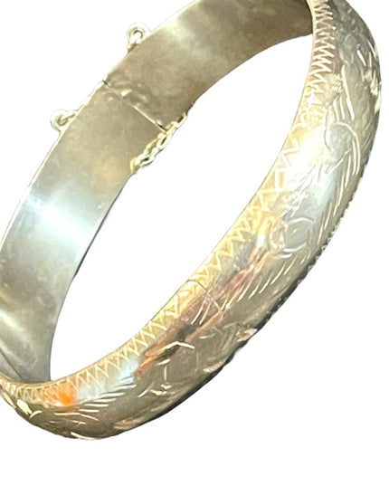 Vintage Sterling silver 925 etched bangle