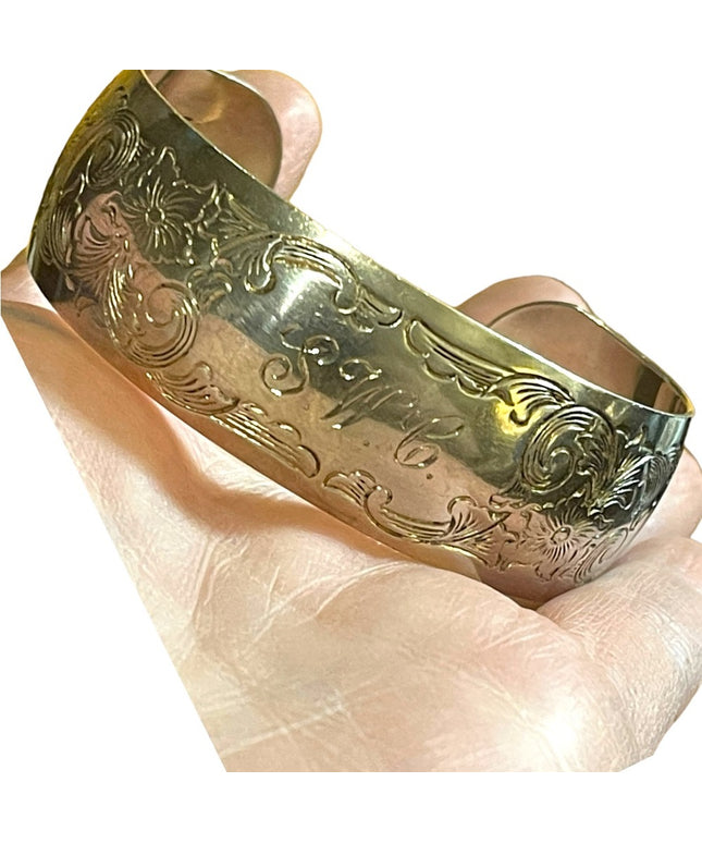 Stunning vintage S Kirk & Son Etched sterling silver 925 Bangle