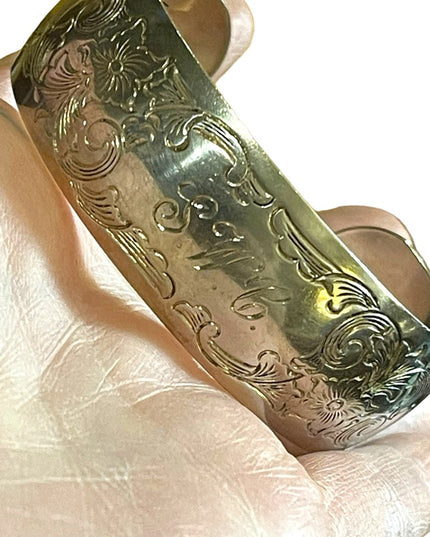 Stunning vintage S Kirk & Son Etched sterling silver 925 Bangle