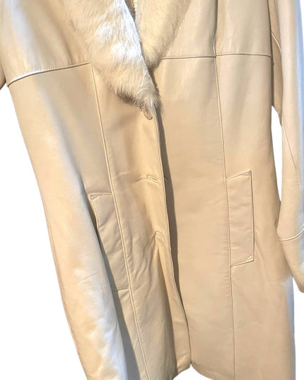 NWOT Wilsons Leather Winter white fox fur collar  3/4 Coat jacket Thinsulate