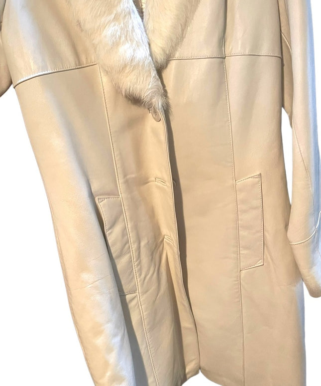 NWOT Wilsons Leather Winter white fox fur collar  3/4 Coat jacket Thinsulate