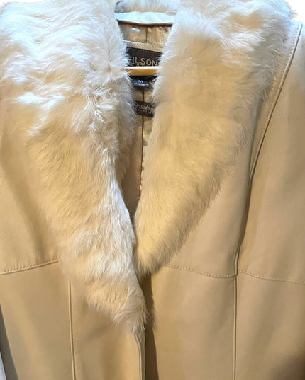 NWOT Wilsons Leather Winter white fox fur collar  3/4 Coat jacket Thinsulate