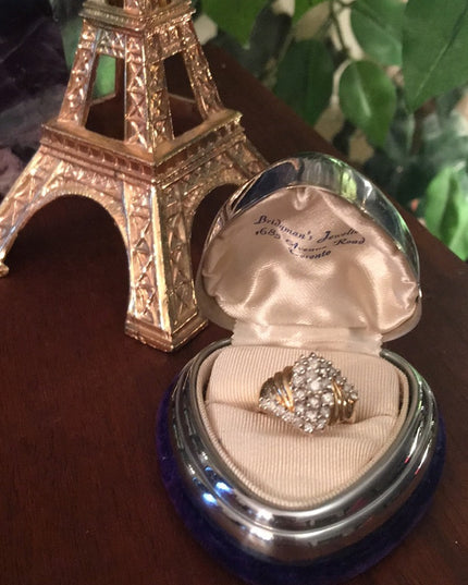 - 14k Gold 1 TCW Diamond cluster ring w/Appraisal