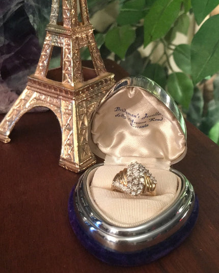 - 14k Gold 1 TCW Diamond cluster ring w/Appraisal