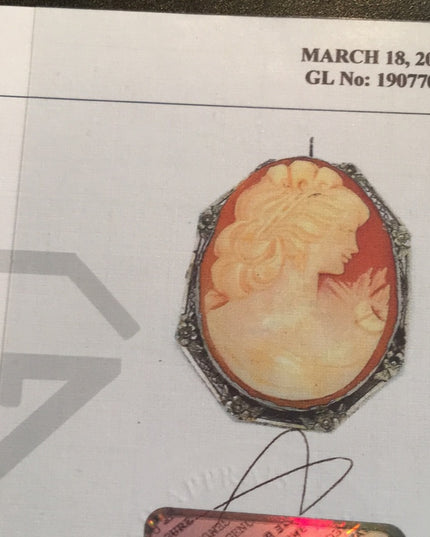 Antique 12k WG Ornate Shell Cameo Large Beauty carved handmade Victorian